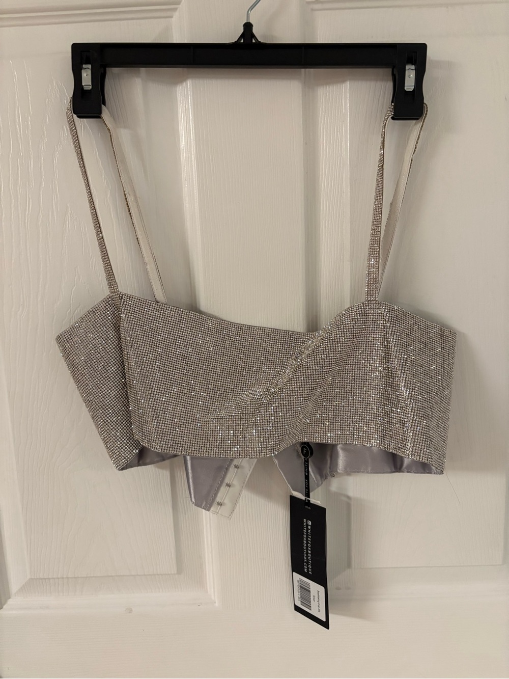 NWT White Fox Sparkle Crop Top - Silver